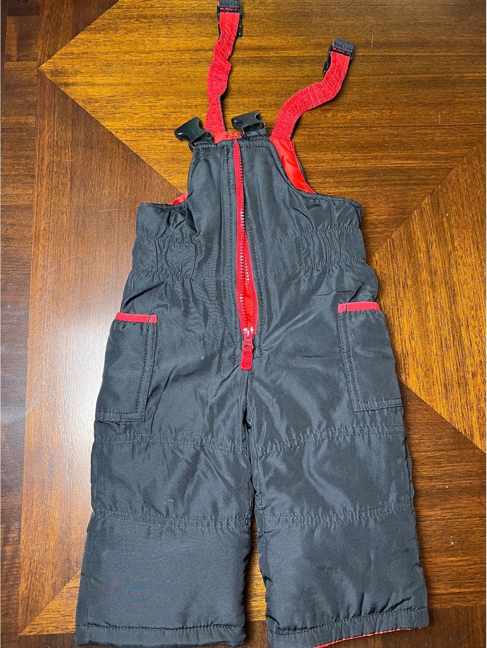 Carter's Insulated Snow Bib Overalls Black Red 12M